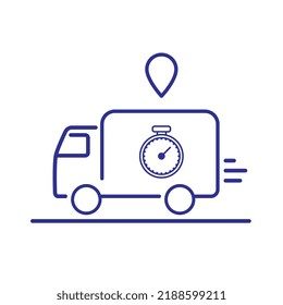 Freight transportation icon, editable stroke. Delivery, shopping and transportation.