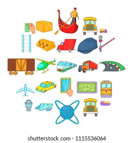 Freight transportation icons set. Cartoon set of 25 freight transportation vector icons for web isolated on white background