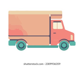 Freight transportation industry delivering cargo by truck isolated