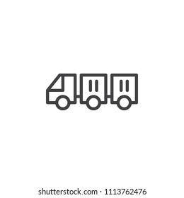 Freight trolleys with loaded baggage outline icon. linear style sign for mobile concept and web design. Airport baggage carrier car simple line vector icon. Symbol, logo illustration. Pixel perfect 