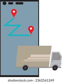 los camiones de carga entregan los pedidos de los clientes a tiempo y rápidamente en función de los mapas en línea