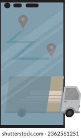 los camiones de carga entregan los pedidos de los clientes a tiempo y rápidamente en función de los mapas en línea