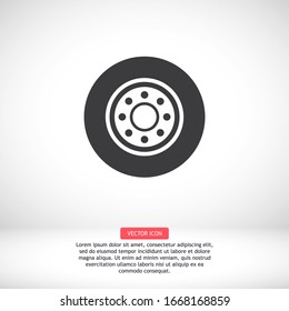 freight tyre - wheel car Icon Vector EPS 10. Car Wheel Drive Design Flat Illustration