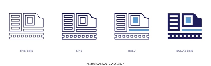 Freight wagon icon in 4 different styles. Thin Line, Line, Bold, and Bold Line. Duotone style. Editable stroke.