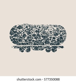 Freight wagon icon. Vector illustration. Grunge Style Abstract silhouette