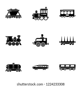 Freight wagon icons set. Simple set of 9 freight wagon vector icons for web isolated on white background