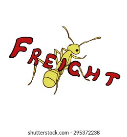 Freight yellow ant with cardboard boxes
