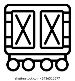 Freightage container icon outline vector. Logistics rail distribution. Train goods transportation