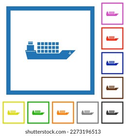 Iconos de color plano más claros en marcos cuadrados sobre fondo blanco