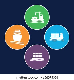 Freighter icons set. set of 4 freighter filled icons such as