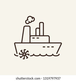 Freighter line icon. Cargo ship on white background. Maritime transport. Vector illustration can be used for topics like sea, transportation, logistics