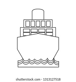 freighter ship with container in the sea black and white
