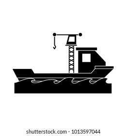 Freighter ship with crane