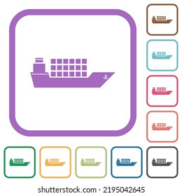 Freighter simple icons in color rounded square frames on white background