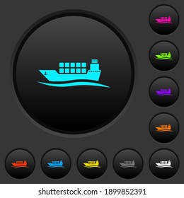 Freighter with wave dark push buttons with vivid color icons on dark grey background