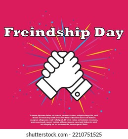 freindship day colorfull poster card design, social media post with fire works