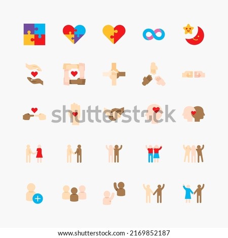 freindship logo flat color icons set. social friend icon. simple design vector