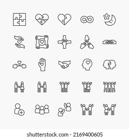 freindship logo flat line icons set. social friend icon. simple design vector