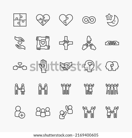 freindship logo flat line icons set. social friend icon. simple design vector