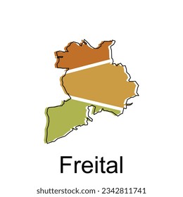 Ciudad Freital de la ilustración del vector del mapa alemán, plantilla vectorial con el estilo de esbozo gráfico aislado en el fondo blanco