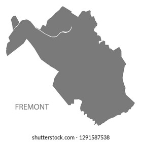 Fremont California city map grey illustration silhouette shape