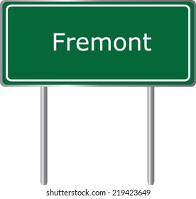 Fremont, California, road sign green vector illustration, USA city