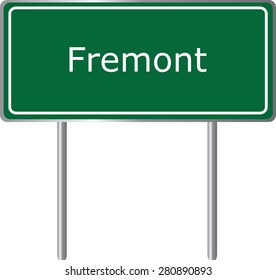 Fremont , California, road sign green vector illustration, road table, USA city