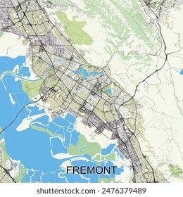 Fremont, California, USA map poster art