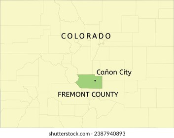 Fremont County and city of Cañon City Rock location on Colorado state map