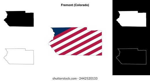 Fremont county (Colorado) outline map set