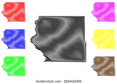Fremont County, Iowa (U.S. county, United States of America, USA, U.S., US) map vector illustration, scribble sketch Fremont map
