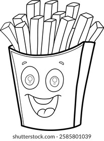  Frence fries coloring page vector  illustration design 