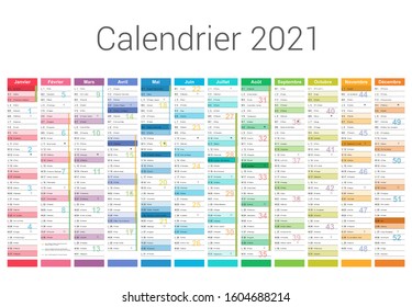 French 2021 Calendar For Business Over 12 Months Multilayer