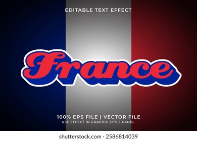 French 3D Editable Vector Text Effect. Red and Blue Text Effect