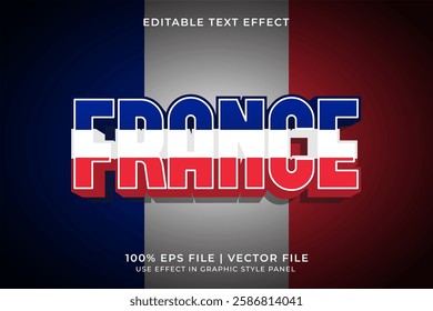 French 3D Editable Vector Text Effect. Red and Blue Text Effect