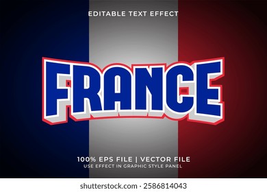 French 3D Editable Vector Text Effect. Red and Blue Text Effect