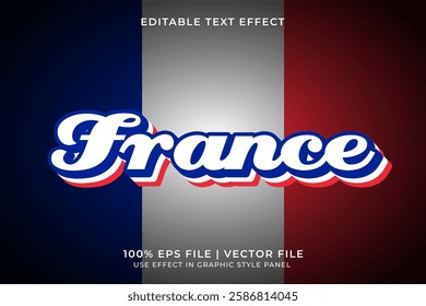 French 3D Editable Vector Text Effect. Red and Blue Text Effect