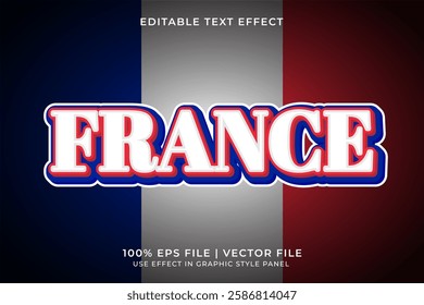 French 3D Editable Vector Text Effect. Red and Blue Text Effect