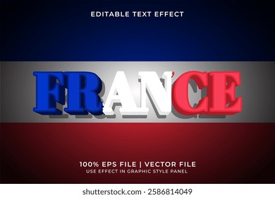 French 3D Editable Vector Text Effect. Red and Blue Text Effect