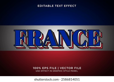 French 3D Editable Vector Text Effect. Red and Blue Text Effect