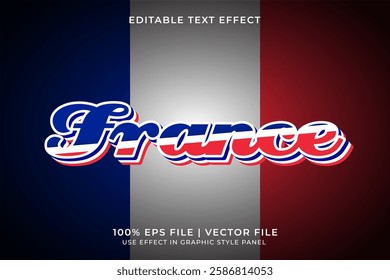 French 3D Editable Vector Text Effect. Red and Blue Text Effect