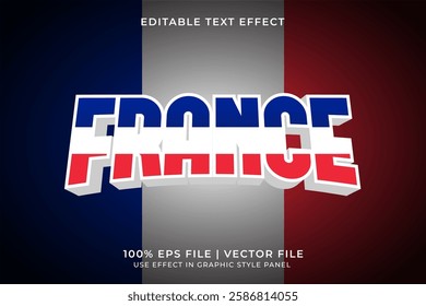 French 3D Editable Vector Text Effect. Red and Blue Text Effect