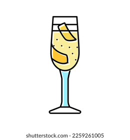 french 75 cocktail glass drink color icon vector. french 75 cocktail glass drink sign. isolated symbol illustration