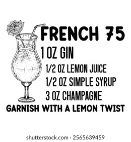 
French 75 Cocktails Recipe T shirt