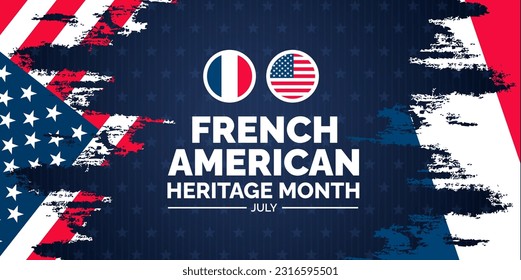 French American Heritage Month background, banner, wallpaper, poster and card design template celebrated in july. French American Heritage Month modern standard color and unique shape design.