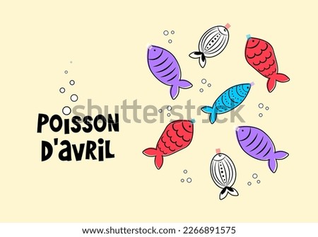 French April Fool's Day. Poisson d'avril. Design for greeting card, poster and banner. Vector illustration Photo stock © 