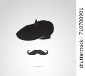 French artist, mustache man icon isolated on white background. Vector art.
