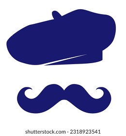 French artist, mustache man icon isolated on white background. Vector art. Eps 10. Vector illustration.