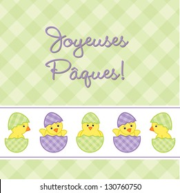 French Baby Chicks Easter card in vector format.