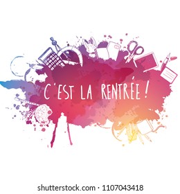 French Back to school doodles vector background